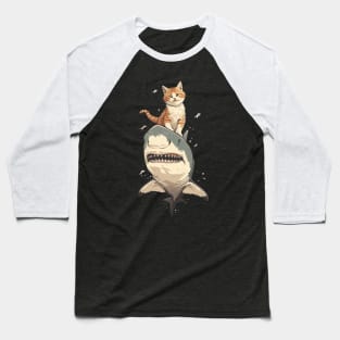 Shark and cat Baseball T-Shirt